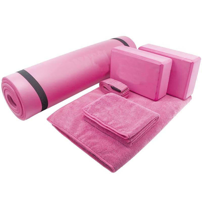 yoga mat set with blocks