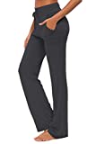 Womens Yoga Pants with Pockets Straight-Leg Loose Comfy Modal Drawstring Lounge Running Long Active Casual Sweatpants Workout Black