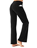 FIRST WAY Buttery Soft Women's Bootcut Yoga Pants with 3 Pockets, Peach Skin Wide Leg Lounge Workout Bootleg Flared Pants Black XL