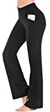IUGA Bootcut Yoga Pants with Pockets for Women High Waist Workout Bootleg Pants Tummy Control, 4 Pockets Work Pants for Women Black