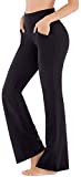 Ewedoos Bootcut Yoga Pants for Women High Waisted Yoga Pants with Pockets for Women Bootleg Work Pants Workout Pants (EW390 Black, Large)
