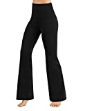 ODODOS Women's High Waisted Boot-Cut Yoga Pants Tummy Control Workout Non See-Through Bootleg Yoga Pants,Black,X-Large