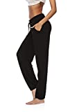 DIBAOLONG Womens Yoga Pants Wide Leg Comfy Drawstring Loose Straight Lounge Running Workout Legging A1-Black L