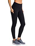 CRZ YOGA Women's Matte Brushed Light-Fleece Leggings High Waisted Workout Yoga Pants with Pocket Squat Proof-28 inches Black Medium