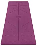 Ewedoos Eco Friendly Yoga Mat with Alignment Lines, TPE Yoga Mat Non Slip Textured Surfaces ¼-Inch Thick High Density Padding To Avoid Sore Knees, Perfect for Yoga, Pilates and Fitness (New Purple)