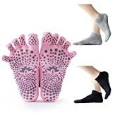 Xilinmen 3 Pairs Yoga Toe Socks, Non-Slip Five Toe Socks, Added Balance and Stability Non Slip Yoga Socks, for Pilates for Extra Grip in Standard or Hot Yoga (Black, Gray, Pink)