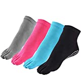 Yoga Socks Non Slip Skid Pilates Barre Grip Socks With Toes Cotton For Women Men