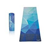 YOGA DESIGN LAB | The HOT Yoga Towel | Premium Non Slip Colorful Towel | Designed in Bali | Eco Printed + Quick Dry + Mat Sized | Ideal for Hot Yoga, Bikram, Ashtanga, Sport, Travel! (Geo Blue)