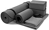 BalanceFrom GoYoga unisex-adult 7-Piece Set - Include Yoga Mat with Carrying Strap, 2 Yoga Blocks, Yoga Mat Towel, Yoga Hand Towel, Yoga Strap and Yoga Knee Pad (Gray, 1/2"-Thick Mat)