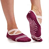 Gaiam Yoga Barre Socks Non Slip Sticky Toe Grip Accessories for Women & Men Pure Barre, Yoga, Pilates, Dance One Size Fits Most, Mulberry