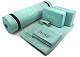 Sivan 6-Piece Yoga Set- Includes 1/2" Ultra Thick NBR Exercise Mat, 2 Yoga Blocks, 1 Yoga Mat Towel, 1 Yoga Hand Towel and a Yoga Strap (Teal)