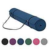 Gaiam Essentials Premium Yoga Mat with Yoga Mat Carrier Sling, Navy, 72"L x 24"W x 1/4 Inch Thick