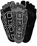 Mato & Hash 5-Toe Exercise "Barefoot Feel" Yoga Toe Socks With Full Grip  - 3PK Blackout/Grey/Black CA7000GR M/L