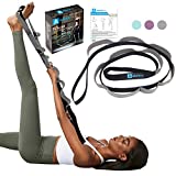 A AZURELIFE Stretch Strap with 11 Loops, Elastic Stretching Strap Band - Stretch Tool for Yoga Physical Therapy, Dance and Pilates, Gymnastics, Hamstring Strength Training with Instruction Guide