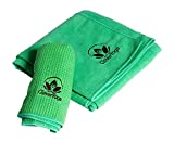 Clever Yoga Grippy Pilates Towel Set - Green Non Slip Microfiber Hand and Mat Towel