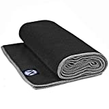 Youphoria 24-Inch-by-72-Inch Microfiber Yoga Towel, Black Towel/Gray Stitching