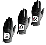 FINGER TEN Men Golf Gloves Left Hand 3 Pack, Black Rain Grip Hot Wet Weather Soft Durable, Fit Small Medium Large XL (Black, Medium/Large)