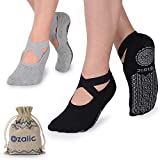 Ozaiic Yoga Socks for Women Non-Slip Grips & Straps, Ideal for Pilates, Pure Barre, Ballet, Dance, Barefoot Workout.