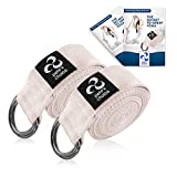 pete's choice Set of 2 Yoga Exercise Adjustable Straps 8Ft Thick Cotton with Durable D-Ring for Pilates & Gym Workouts | Hold Poses, Stretch, Improve Flexibility & Maintain Balance | Bonus EBook